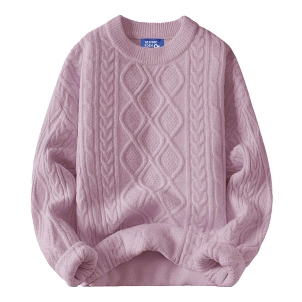 Knitted sweater, woven pattern, streetwear, vintage, long sleeve tops, casual, crewneck, pullover, oversized, unisex, suitable for young fashion men and women