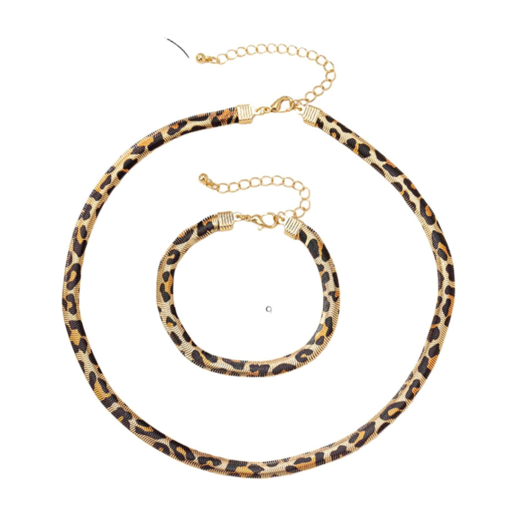 Gold Herringbone Choker Necklace Bracelet sets for Women 