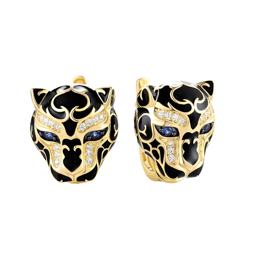 Sterling Silver Hypoallergenic Panther Earrings for Women