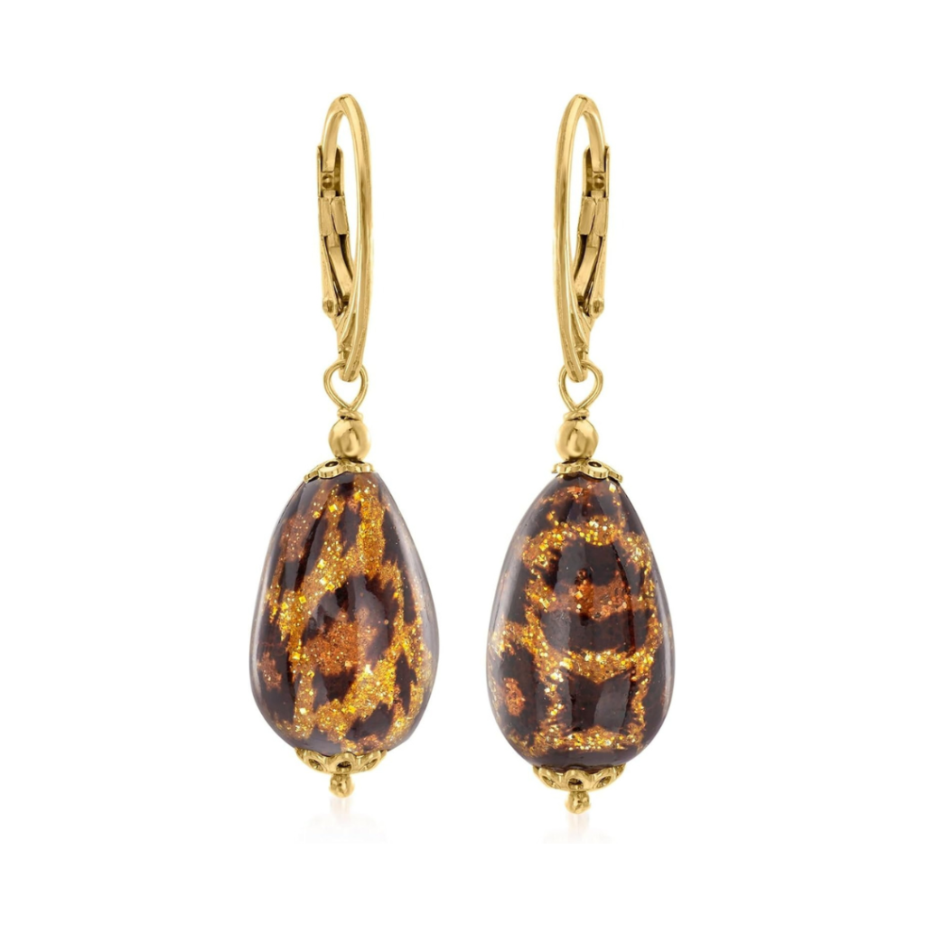 Leopard-Print Murano Glass Drop Earrings