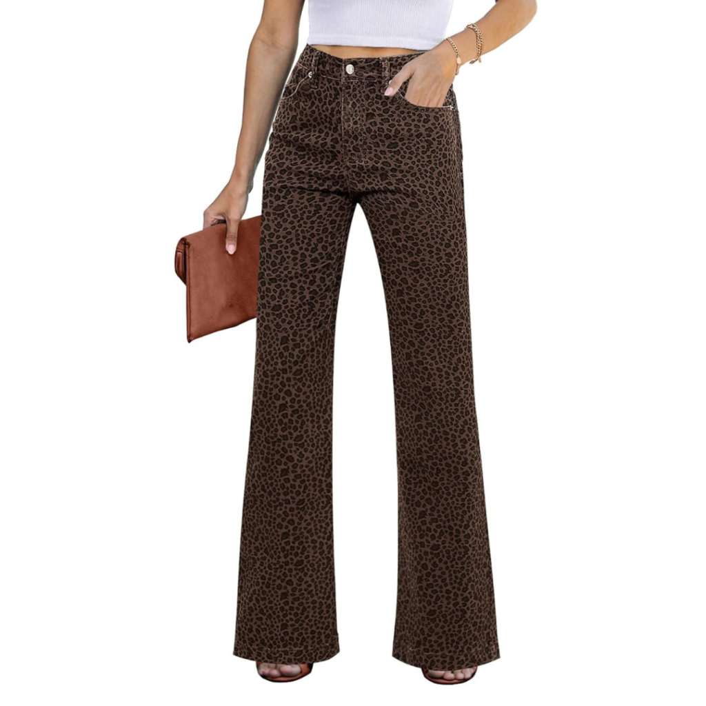 Womens Flare Jeans High Waisted Wide Leg Baggy Jean 