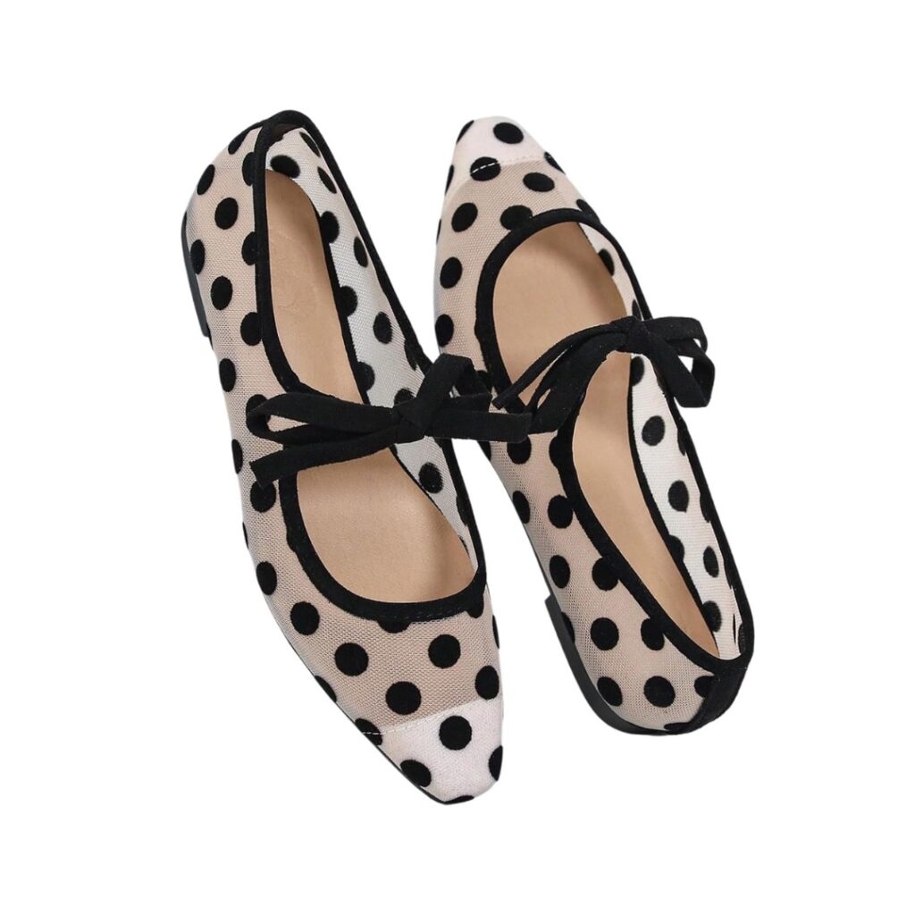 Women's Polka Dots Mesh Ballet Flats
