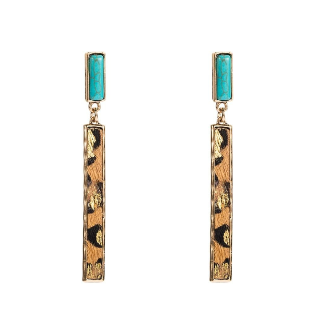 Rectangle Turquoise Dangle Earrings for Women 
