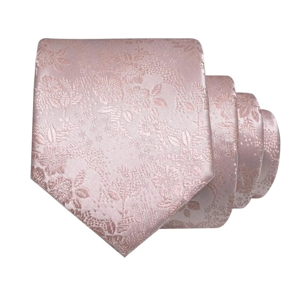 Floral Necktie and Pocket Square Tie Clip